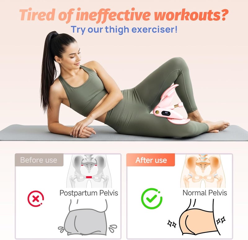 VANIGO Thigh Exerciser, Pelvic Floor Muscle Trainer, Inner Thigh Kegel Exercise Workout Equipment for Women and Men, Home Fitness Strengthen Machine for HIPS, Butt, Legs - Image 2